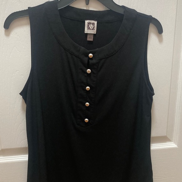 Anne Klein Tops - Anne Klein Black Sleeveless Top with Pearl Buttons